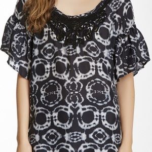 Da-Nang BOHO Blouse Batik Silk BK & WT NWT Sz Small